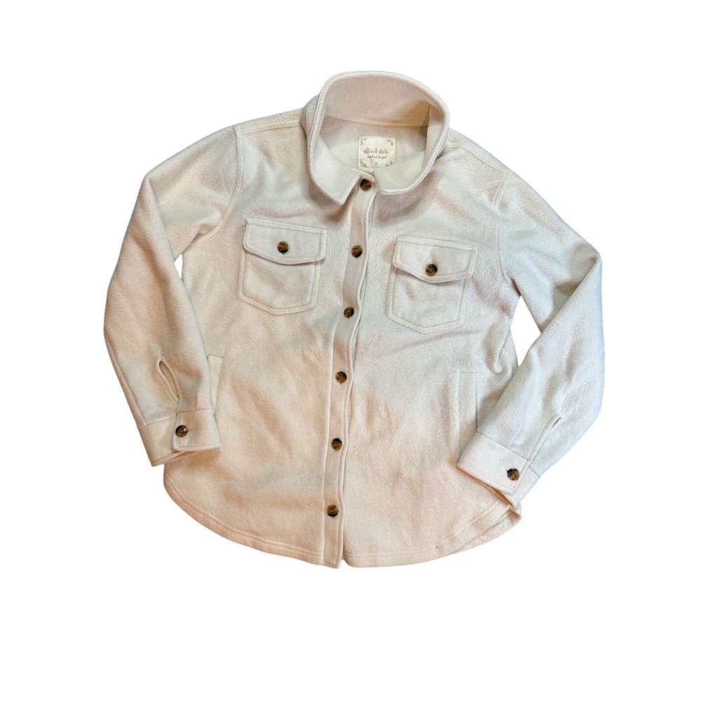 Altard State Cream Fleece Shacket Shirt Jacket Button Front Pockets Size M
